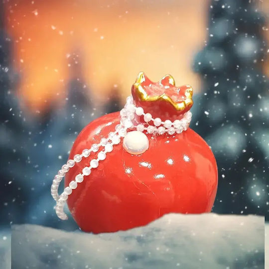 Handmade Окачен Гоури Нар Червен Керамичен 1бр
