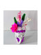 Decorațiune Ceramică Fata Visătoare Begonia Din Lemn Flori Criogenizate Mov 21x6 Cm