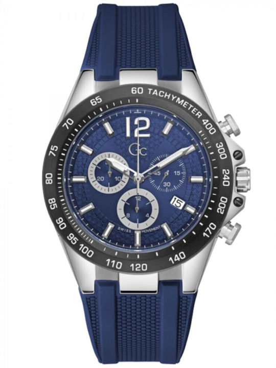 GC Watches Ανδρικό Ρολόι 44mm Μπαταρίας με Γκρι Καουτσούκ Λουράκι