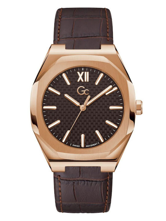 GC Watches Uhr Batterie mit Lederarmband GC Watches Uhr Batterie mit Lederarmband