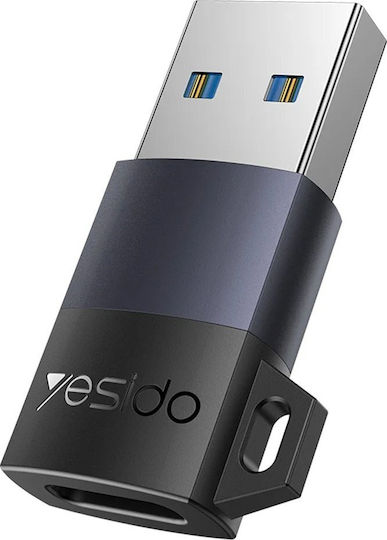 Yesido Μετατροπέας USB-A male σε USB-C male Γκρι 1τμχ