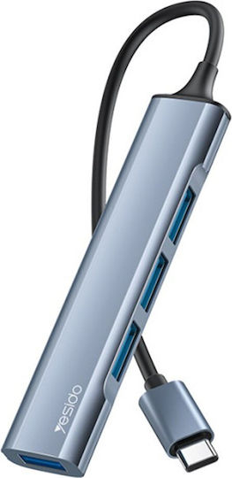 Yesido Hub 4 Θυρών USB 3.0 με σύνδεση USB-C Γκρι