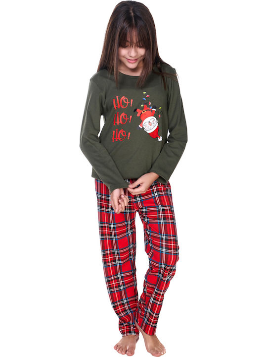Comfort Kinder Schlafanzug Winterlich Baumwoll Green