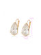 Chrysothemiss Women's Earrings Golden Glint White Crystal Teardrop Shape