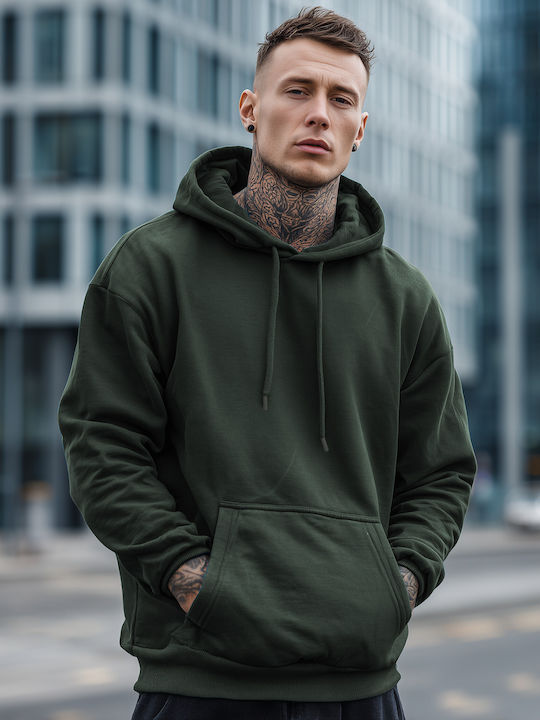 Panda Clothing Φούτερ με Κουκούλα Χακί