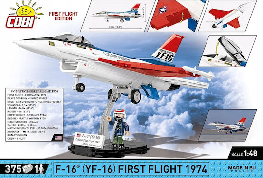 Cobi Cobi 5892 Armed Forces Aircraft Fighter-Attack F-16 Yf-16 First Flight 1974 375 Bricks