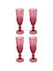 Ladelle Set Gläser Champagner aus Glas in Rosa Farbe Mit Stiel 165ml 4Stück