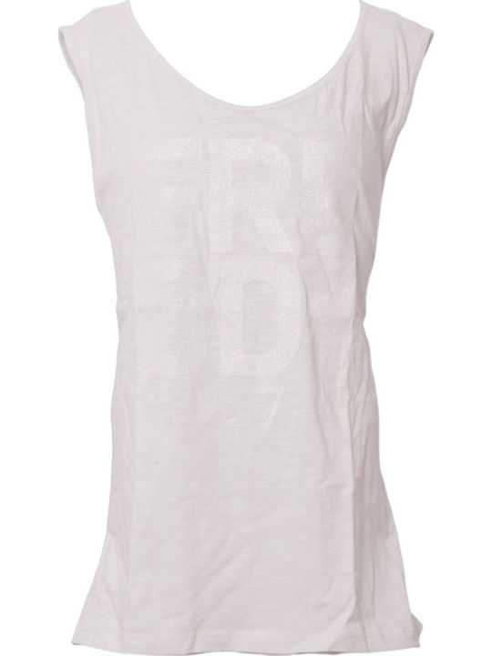 Freddy Damen Bluse Ärmellos Weiß