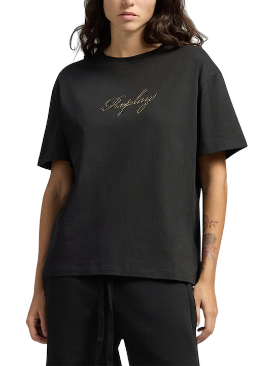 Дамска Памучна Къс Ръкав Черна Блуза