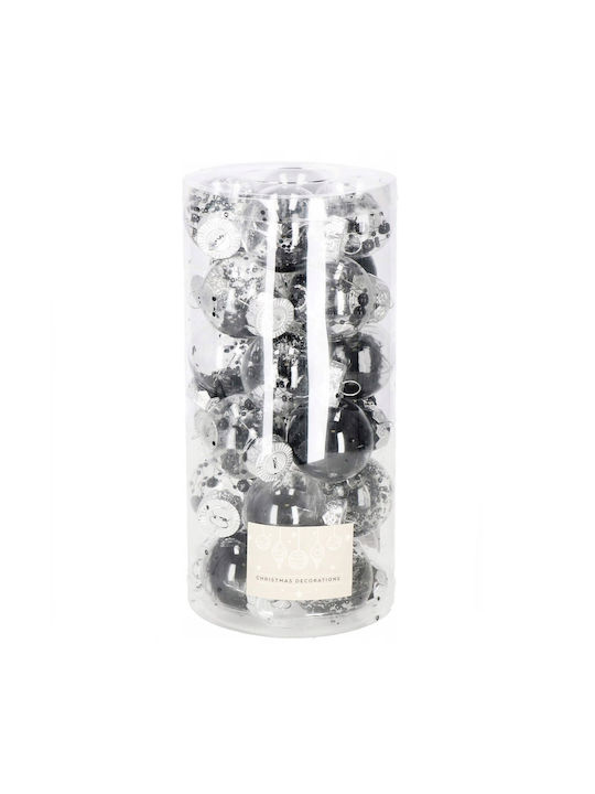 Unique Christmas Ball Set 24 Pieces 5cm Transparent Black Interior