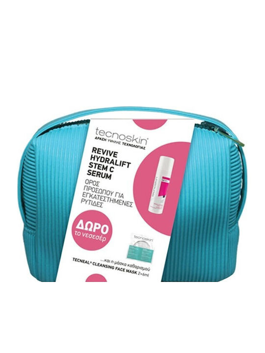Tecnoskin Necessaire Revive & Hydralift Skin Care Set for Facial Cleaning with Gift Necessaire 3 Pieces