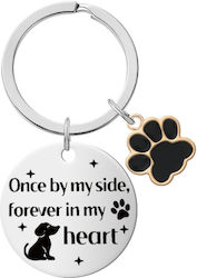 Schlüsselanhänger Edelstahl Design Hund & Pfote Durchmesser 3cm