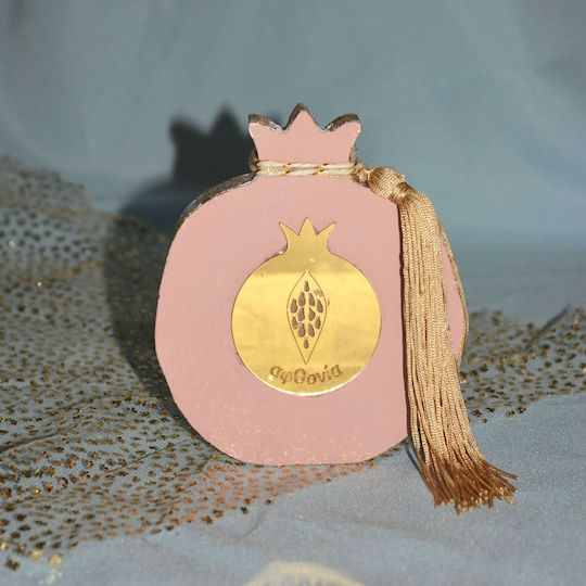 LiebeQueen Handmade Tabletop Lucky Charm Pomegranate Pink made of Wood 1pcs