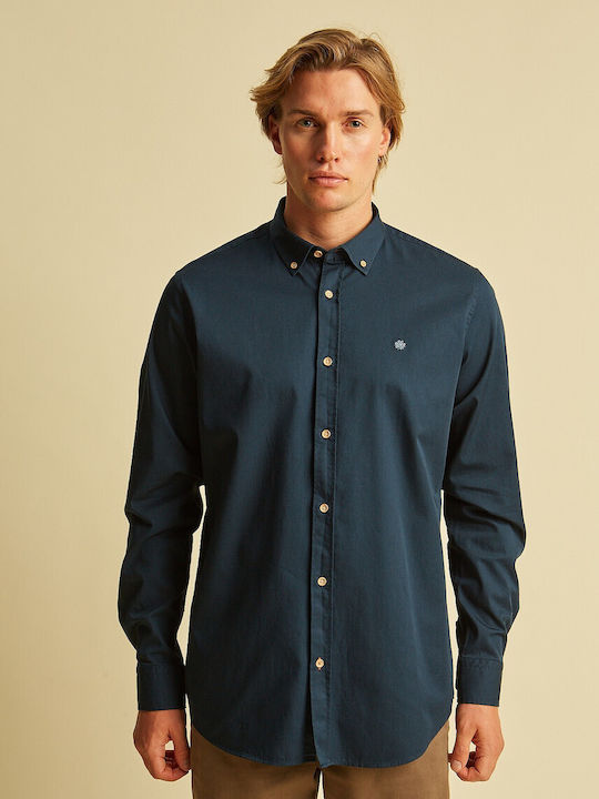 Langärmlig Baumwolle Hemd Blue