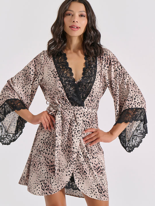 Milena by Paris Χειμερινή Γυναικεία Ρόμπα Animal Print