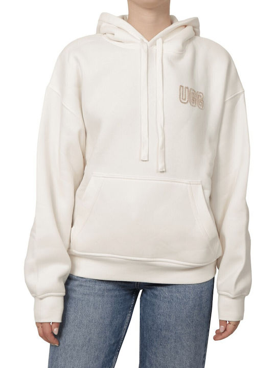UGG Logo Γυναικείο Φούτερ με Κουκούλα Λευκό