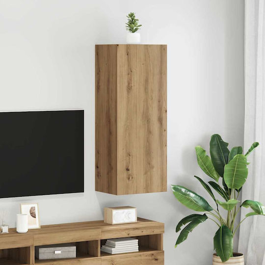 Wall Mounted Living Room Cabinet from Particle Board Artisan Oak 40.5x30x102cm