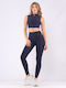 Training Women's Long Firming High Waist & Push Up Navy Leggings