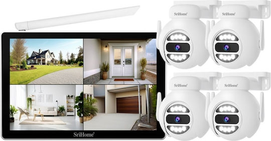 Sricam Surveillance System Wireless Cameras IP 5MP with Monitor & Hard Disk