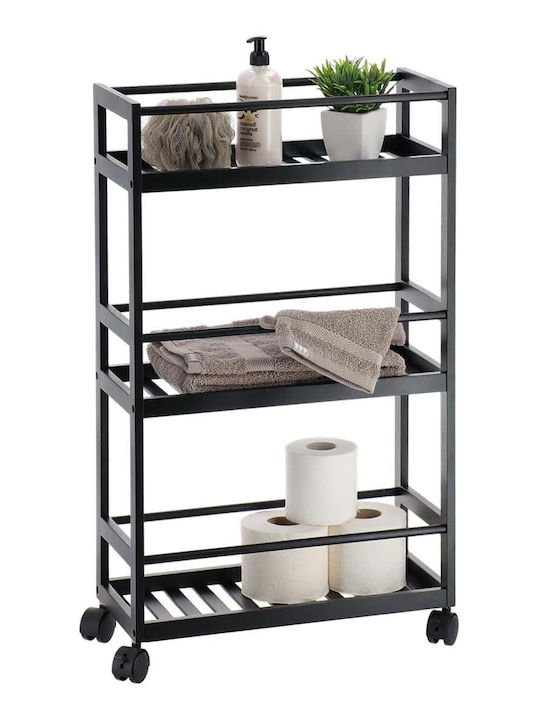 Eurocasa Wall Mounted Bathroom Shelf Bamboo 75x44.5x20cm Black