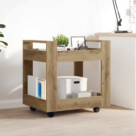 Cabinet De Birou Din Lemn Cu Roți Nuanță De Stejar Artisan 60x45x60cm
