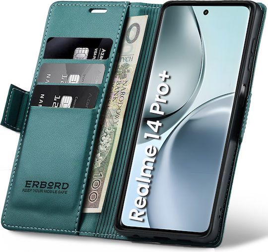 Erbord Glossy Wallet Synthetic Leather / Plastic Green (Realme 14 Pro+)