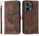 Flowers Embossed Wallet Καφέ (Oppo Reno14F)