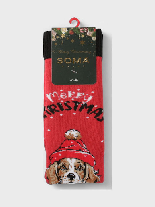 Soma Socks Ανδρικές Χριστουγεννιάτικες Κάλτσες Κόκκινες