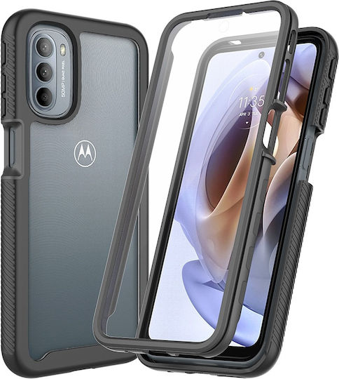 Erbord Umschlag Rückseite Set mit Glas Schwarz (Moto G51)