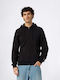 Sweatshirt Cardigan With Black Hood
