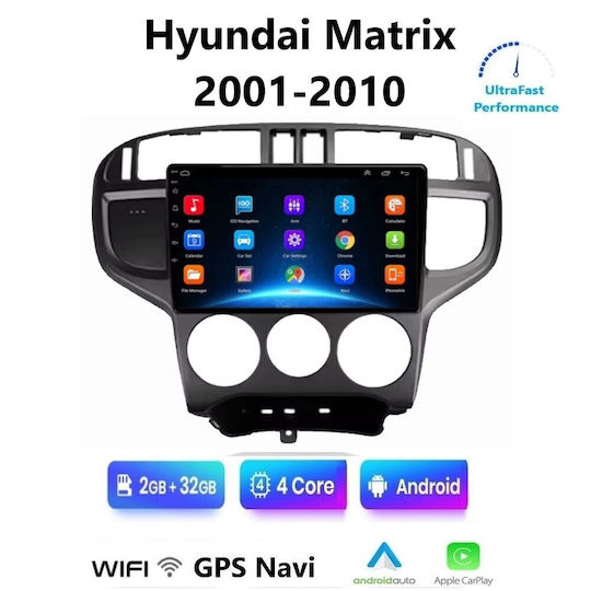 Car Audio System for Hyundai Matrix 2001-2010 (Bluetooth/USB/WiFi/GPS/Apple-Carplay/Android-Auto) with Touch Screen 9"