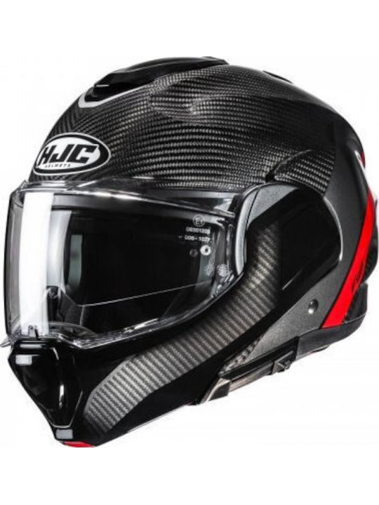 HJC F100 Carbon Stan MC1 Motorcycle Helmet Flip...