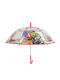 Kids Curved Handle Auto-Open Umbrella with Diameter 67cm Transparent