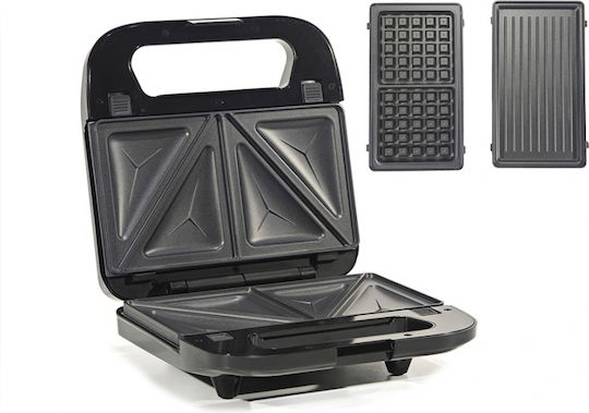 DictroLux Sandwich Maker for 2 Sandwiches 750W Black