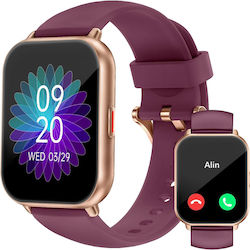 Ruimen D1 Smartwatch με SIM και Παλμογράφο (Μωβ)