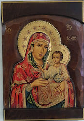 Holy Mary Jerusalem Icon Embossed Canvas Wood Pine Dimensions 60 x 40 cm