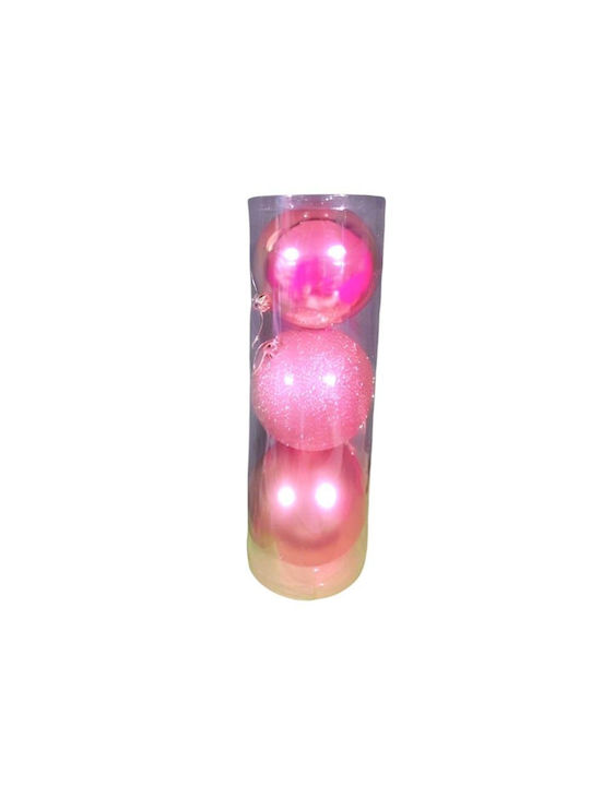 Hanging Ball Ornament Ornament Pink 15cm Set 3pcs