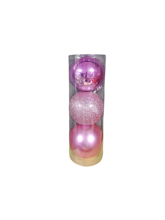 Hanging Ball Ornament Ornament Pink 12cm Set 3pcs