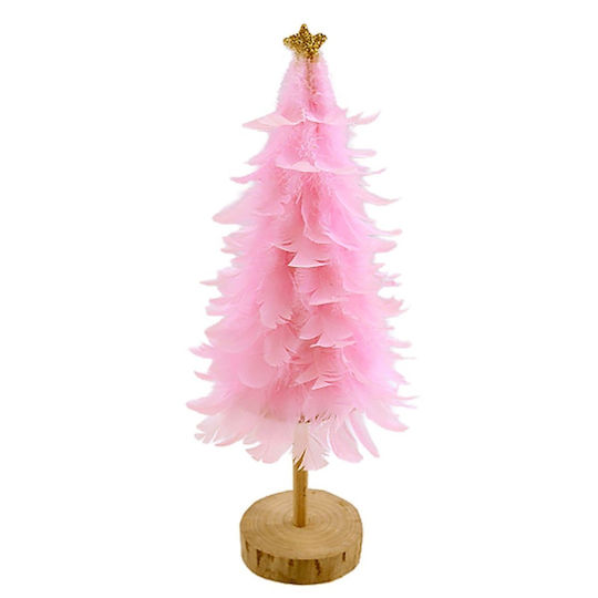 Christmas Decorative Wood Tree 33cm Pink