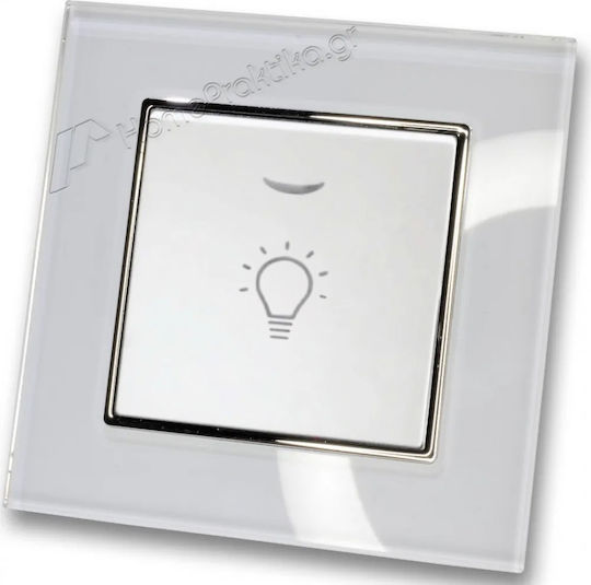 Staircase Push Button H Series White Led Indicator 220/240v White Glass Frame Lineme 50-00107-1_50-00121-23