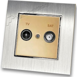 TV Satellite Aerial Socket Gold Matte Frame Sil...