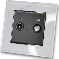TV Satellite Aerial Socket Black Matte White Gl...