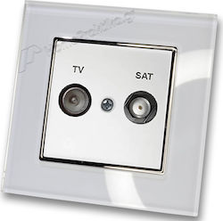 TV Satellite Aerial Socket White Matte Frame Wh...