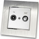 TV Sat Terminal Socket White Frame Silver Metal...