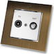 TV Sat Terminal Socket White Frame Gold Metalli...