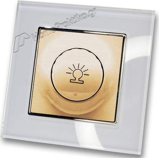 Simple Dimmer Rheostat 500w Gold Matte Frame White Glass Hseries Lineme 50-00110-9_50-00121-23