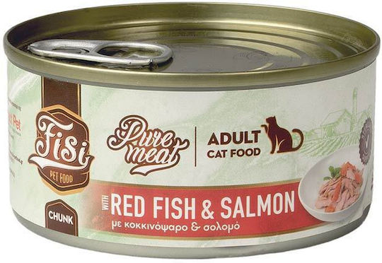 Fisi Wet Food for Adult Cats in Cans with Meat and Salmon 170gr