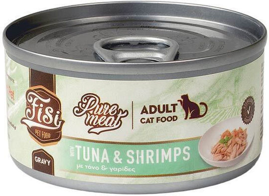 Fisi Wet Food for Adult Cats in Can with Meat Tuna and Shrimps 80gr