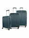 R&J Hard Green Suitcases With 4 Wheels Set Of 3 Pieces