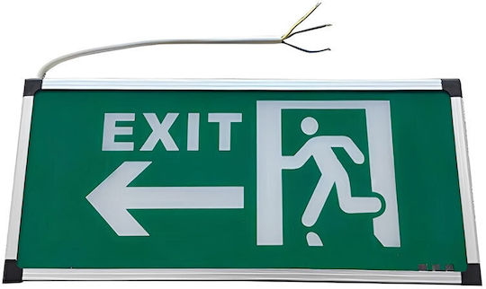 Leuchtendes Warnschild Notausgang Linksdrehender Pfeil Richtung 220V 33x14cm Grünes